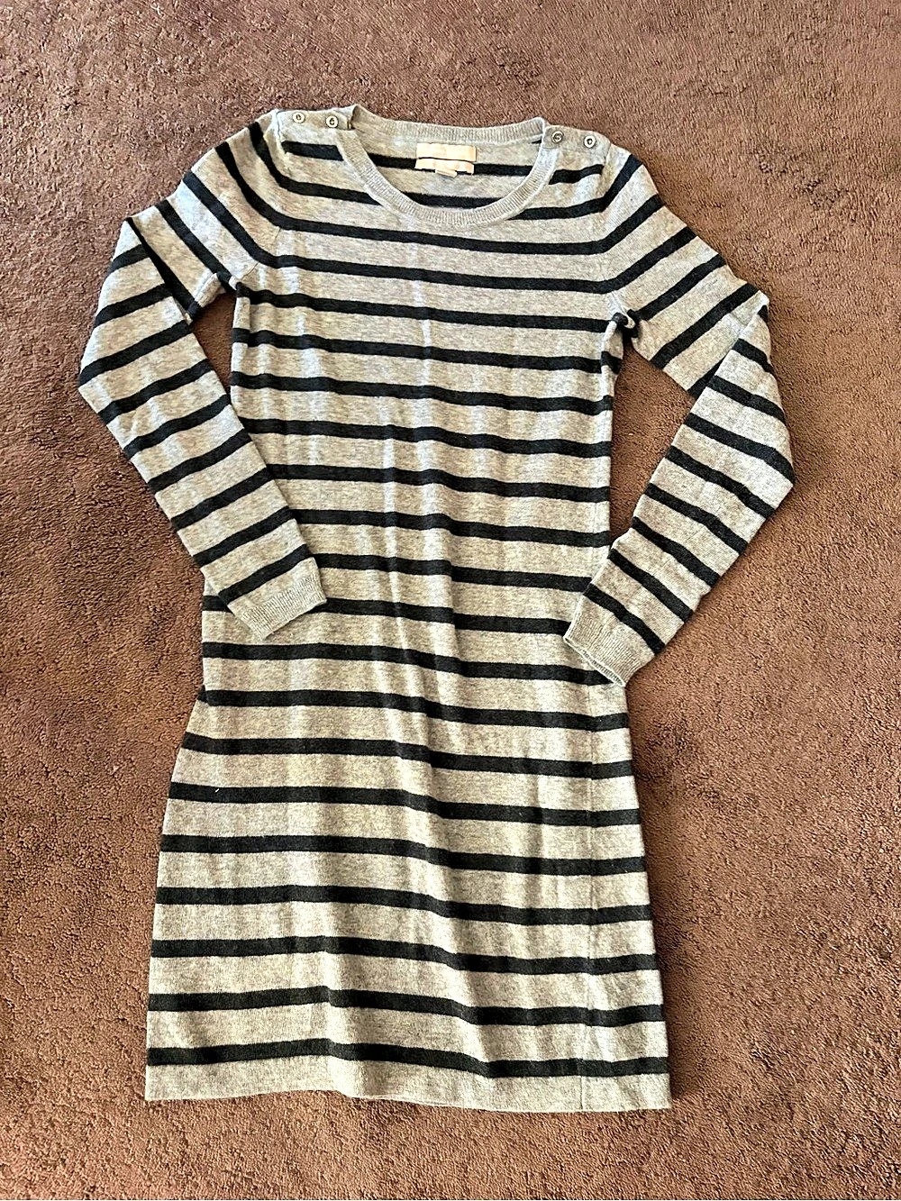 Banana Republic Striped Long Sleeve Mini Dress in Gray & Black Like New